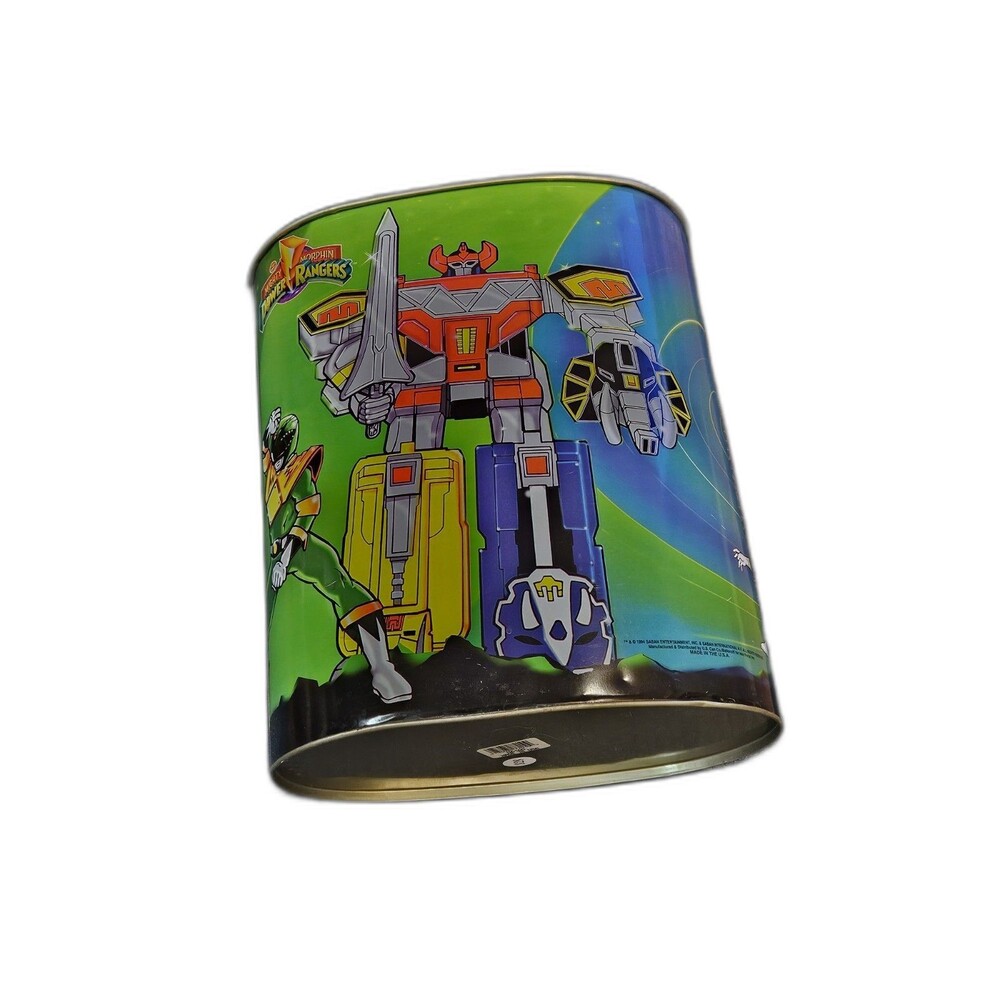 1994 Rare Vintage Metal Mighty Morphin Power Rangers Trash Can Bucket Used 13" - Picture 4 of 9